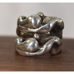 Abstract Sculptural Sterling Silver Ring Size 8.5 With Organic Fluid Design